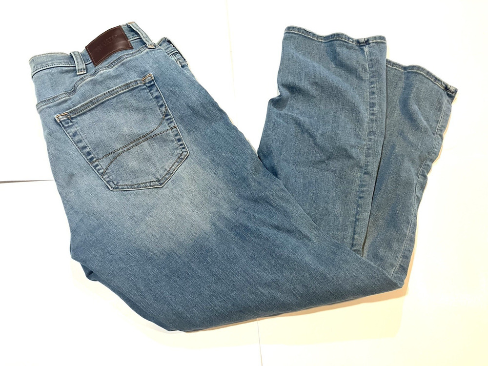 Hollister Mens 36x32 (Fits 35x30) Slim Straight Jeans Distressed Denim Blue